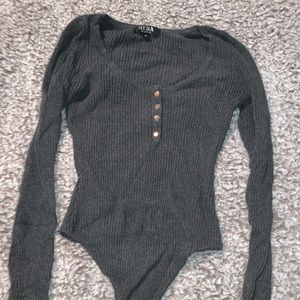 Dark grey long sleeve body suit